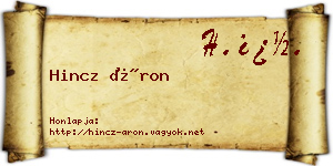 Hincz Áron névjegykártya